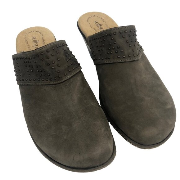 Softspots Studded Gray Suede Slide On Slip On Shoes Clogs‎ Mules Size 7.5 M - Picture 3 of 8